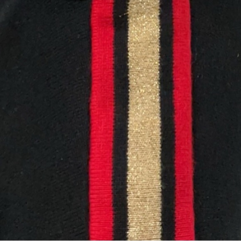 NWT LAUREN ACTIVE RALPH LAUREN Black Knit Golf Top Red Gold Metallic Accents Lg - Picture 10 of 13